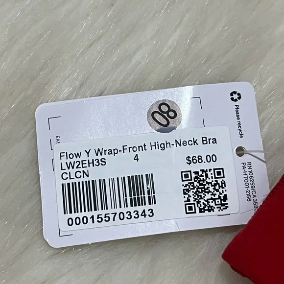 🆕Lululemon🍋Flow Y Wrap Front High Neck Bra In Color College Crimson Size 4 - Picture 3 of 6